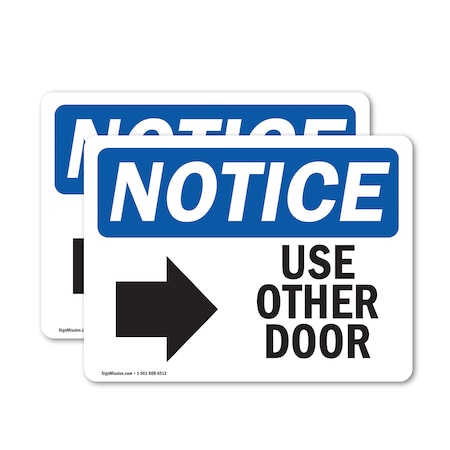 Signmission Use Other Door (Right Arrow) Sign With Symbol, 7 in W x Rectangle, Vinyl Decal OS-2PACK-NS-D-57-L-18804